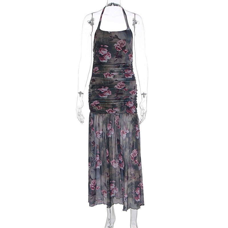Damen Schulterfreies Maxikleid mit elastischen Rüschendetails Echo Archiv