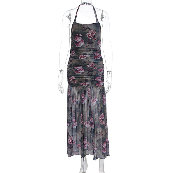 Damen Schulterfreies Maxikleid mit elastischen Rüschendetails Echo Archiv