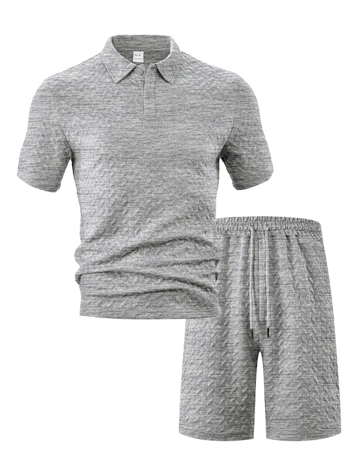 Herren nan strukturiertes Polo-Set aus atmungsaktiver Baumwollmischung Echo Archiv