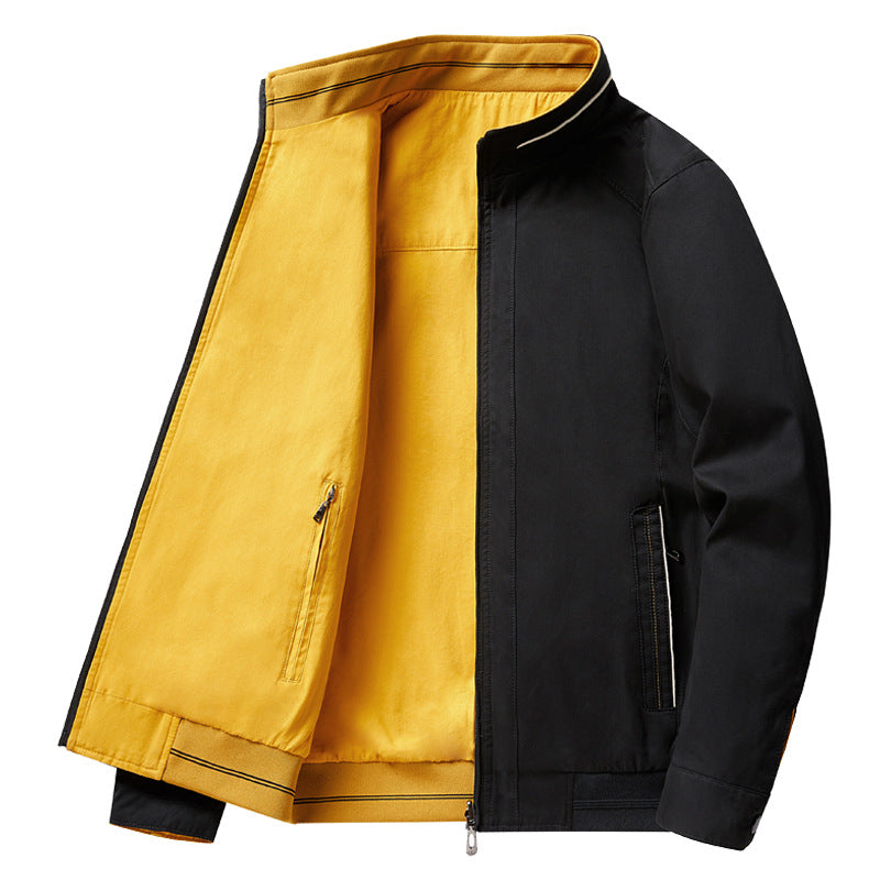 Herren  leichte Jacke mit Kontrastfutter, Stehkragen und Reißverschluss mit Innentasche Echo Archiv