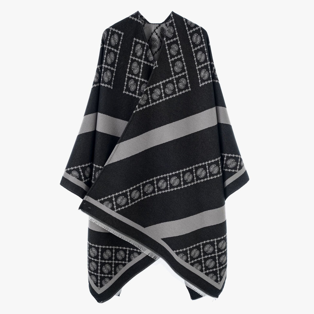 Damen Luxuriöses Jacquard-Überwurfcape mit kastiger Silhouette – Avérine