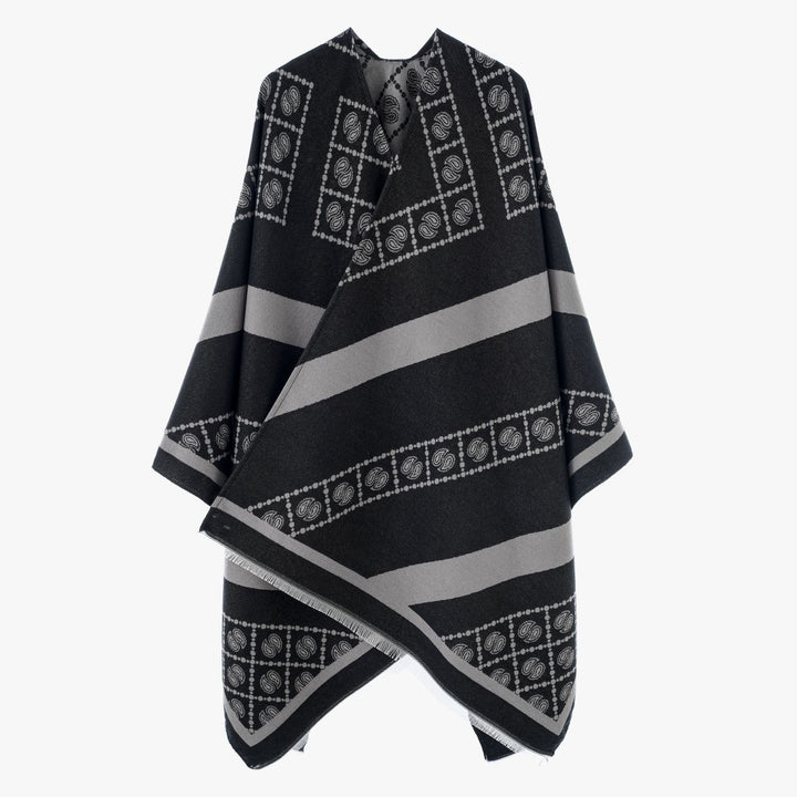 Damen Luxuriöses Jacquard-Überwurfcape mit kastiger Silhouette – Avérine