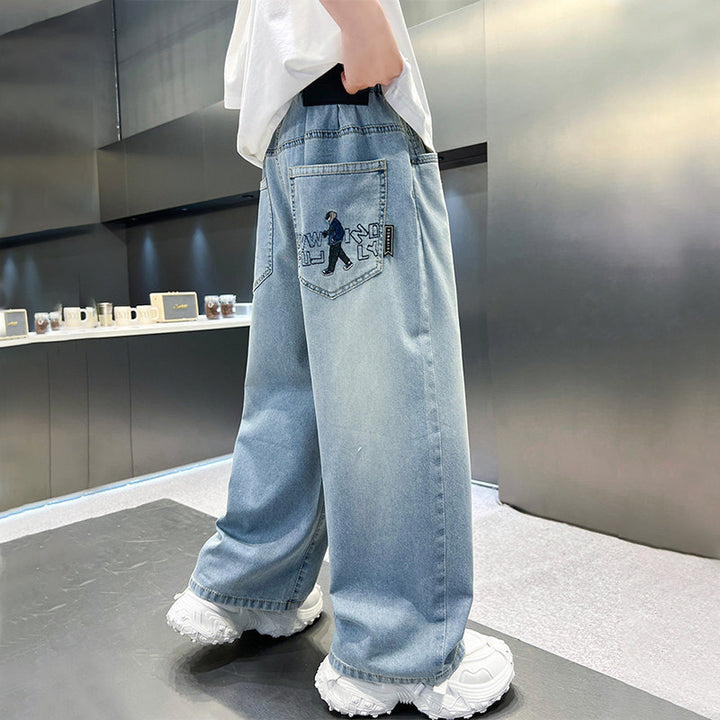 Unisex weite Jeans mit einzigartiger Stickerei Echo Archiv
