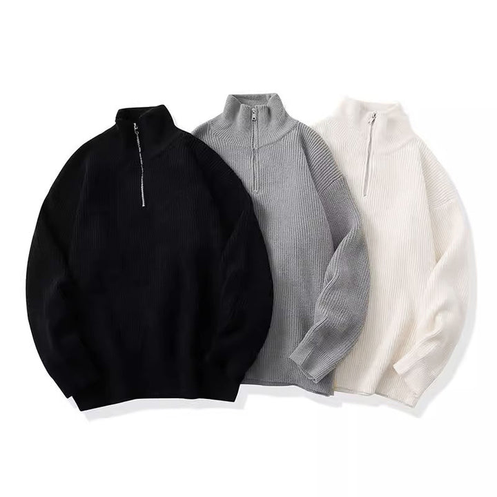 Damen Hochwertiger Strickpullover mit Stehkragen und Reißverschluss Echo Archiv