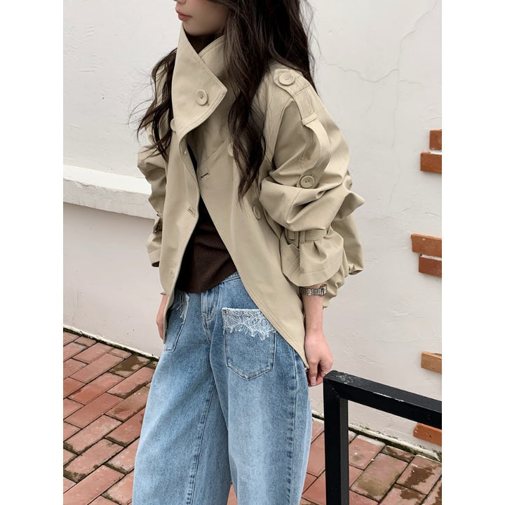 Damen Oversized Trenchcoat Jacke mit weitem Schnitt und Schulterklappen Echoarchiv