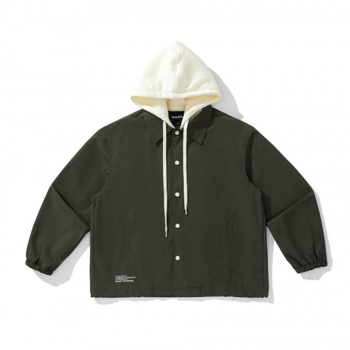 Unisex Zweilagige Overshirt Jacke mit angenähter Fleecekapuze und Druckknopfleiste Echo Archiv