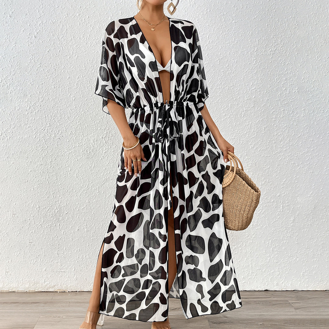 Damen modischer Strandkaftan mit seitlichem Kordelzug Echo Archiv