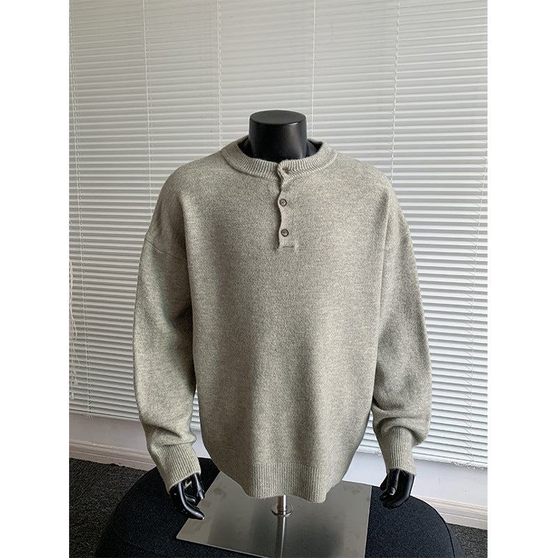 Herren Oversize-Strickpullover mit Henley-Kragen und Halbknopfleiste Echo Archiv
