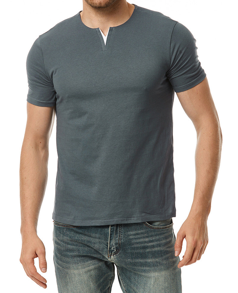 Herren Kurzarm-Henley-Shirt mit modernem Ausschnitt und bequemer Passform Echoarchiv