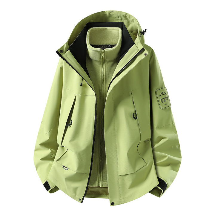 Unisex wasserfeste zweilagige Softshell-Regenjacke mit herausnehmbarem Fleecefutter und Kapuze Echoarchiv