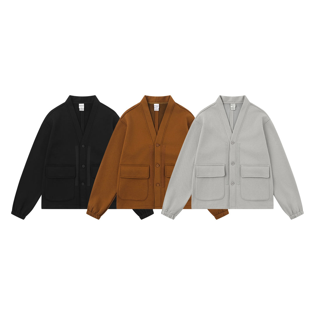 Unisex Oversize Sweatjacke mit Schalkragen und aufgesetzten Taschen Echoarchiv