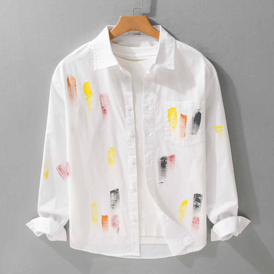 Unisex Bedrucktes Baumwoll-Overshirt im Künstlerprint mit Brusttasche Echoarchiv