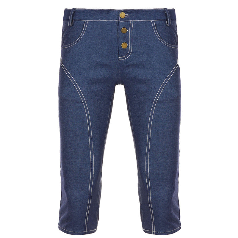 Damen Komfortable Caprijeans mit dekorativen Knöpfen Echo Archiv