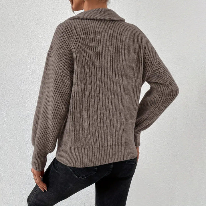 Damen modischer Pullover mit hochgeschlossenem Kragen und Reißverschluss Echoarchiv