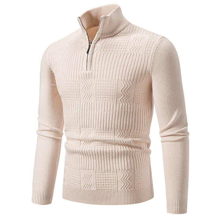 Herren Strukturierter Halbzip-Mockneck-Pullover mit Zopfmuster Echo Archiv