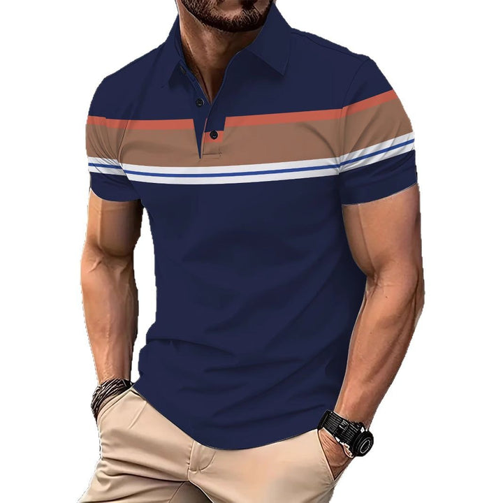 Herren Kurzarm Poloshirt mit modernen Blockstreifen Echoarchiv