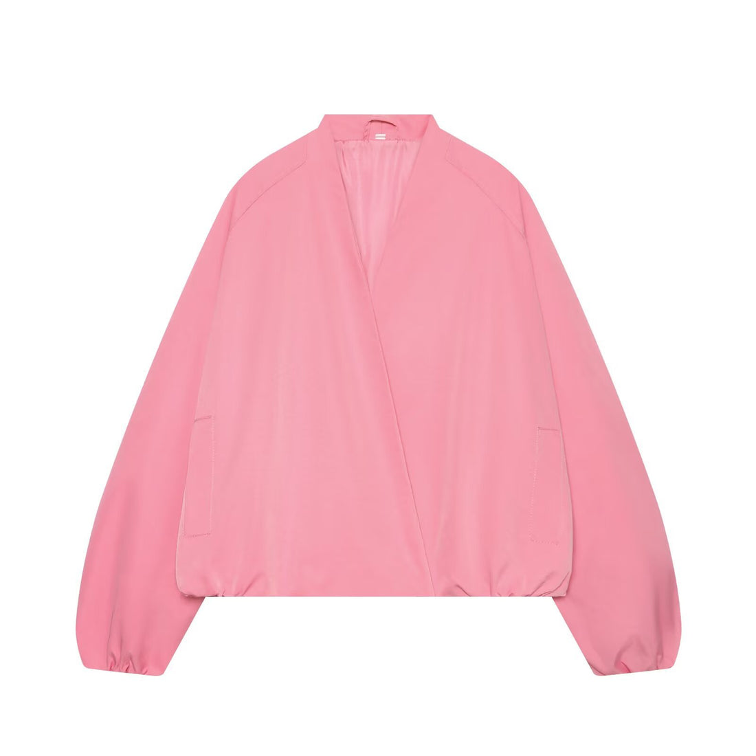 Damen Oversize Cropped Bomberjacke mit offenem V-Ausschnitt und elastischem Saum Echo Archiv