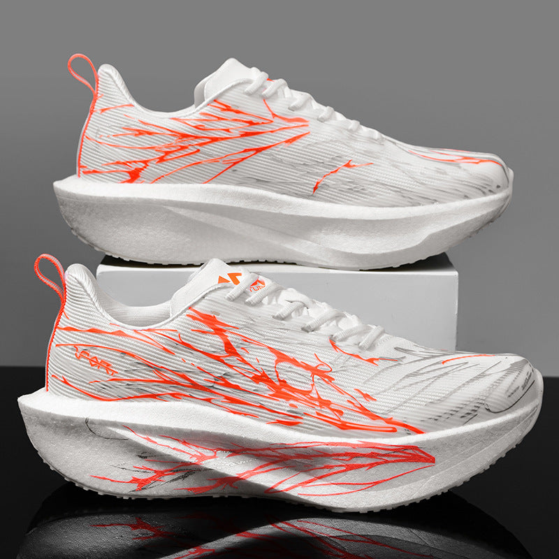 Unisex gedämpfte Race-Plateau-Laufschuhe mit Rocker-Zwischensohle und atmungsaktivem Micro-Mesh – Tavélo