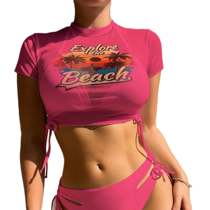 Damen Sportliches Crop-Top und Hochschnitt-Bikini-Set Echo Archiv