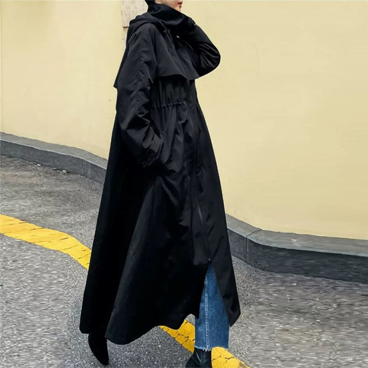 Damen Oversize-Mantel im Maxi-Look mit Kapuze und Cape‑Passe Echoarchiv