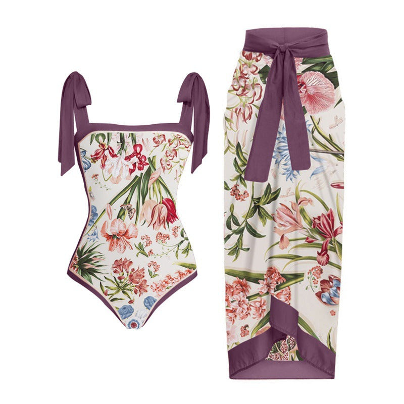 Damen Bikini-Set mit floralem Design und elegantem Überrock Echo Archiv