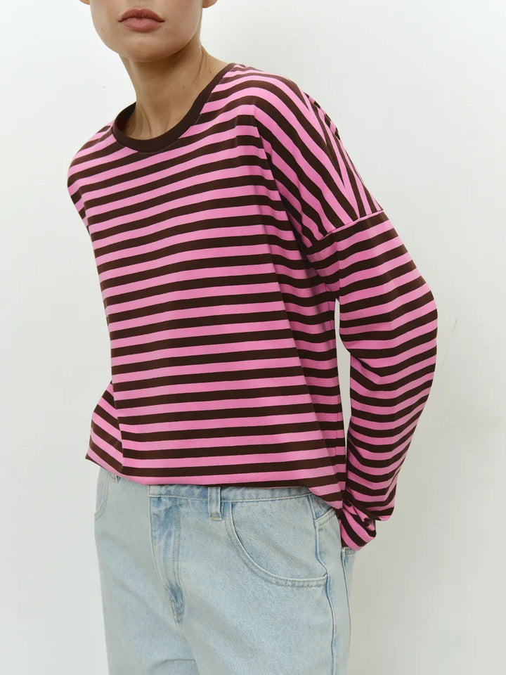 Damen Lässiges gestreiftes Langarmshirt Echo Archiv