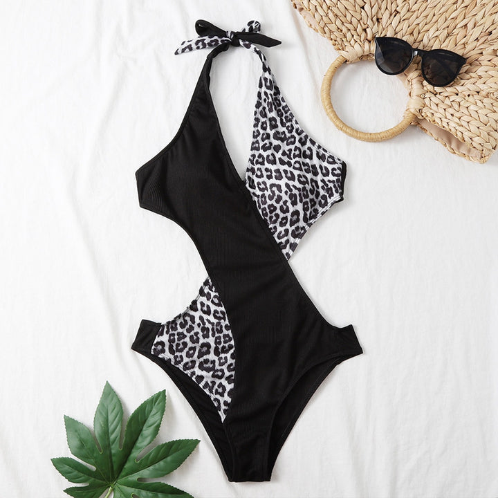 Damen Einteiler Badeanzug mit modischem Leo-Muster und transparenten Einschnitten Echo Archiv