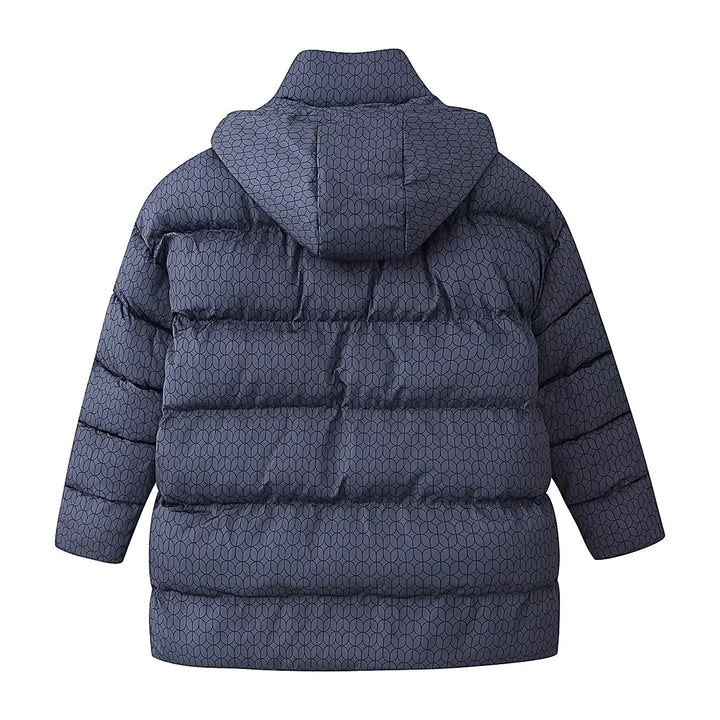 Damen gesteppte Kapuzenjacke mit grafischem Steppmuster, zweiwege Reißverschluss und oversized Taschen – Célinea