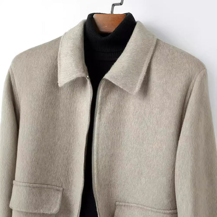 Herren Wollmix-Übergangsjacke mit Stehkragen, Reißverschluss und Pattentaschen Echoarchiv