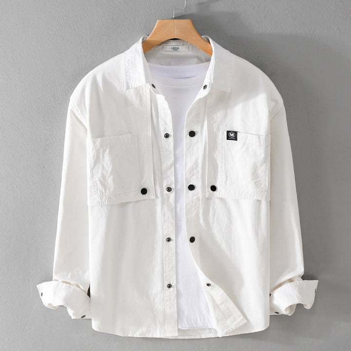 Herren Baumwoll-Overshirt mit Druckknopfleiste, Doppel-Brusttaschen und relaxed Fit Echoarchiv