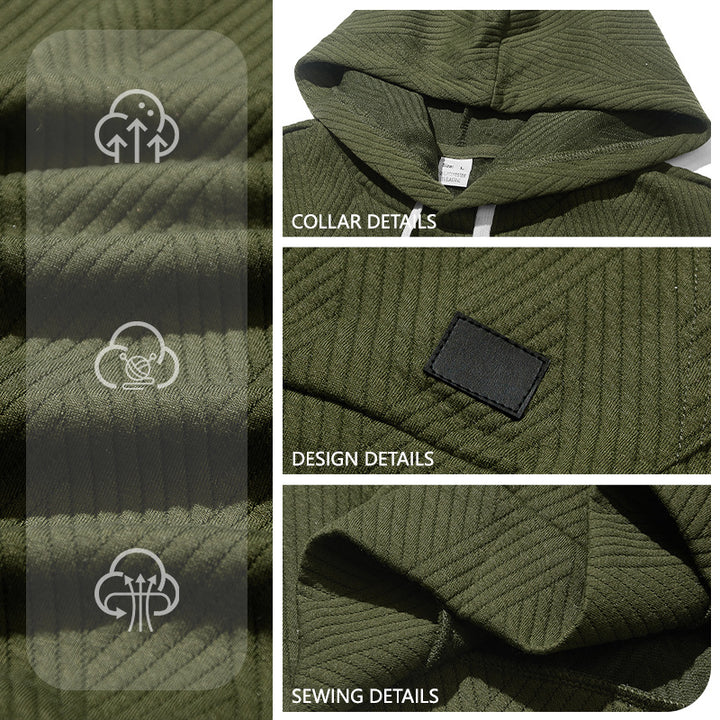 Herren nan ärmelloses Kapuzen-Lounge-Set aus strukturierter Baumwollmischung mit Kängurutasche und elastischer Freizeithose Echo Archiv