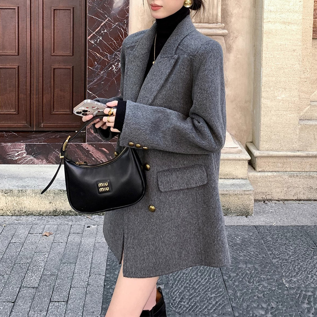 Damen Eleganter Wollmantel Echoarchiv