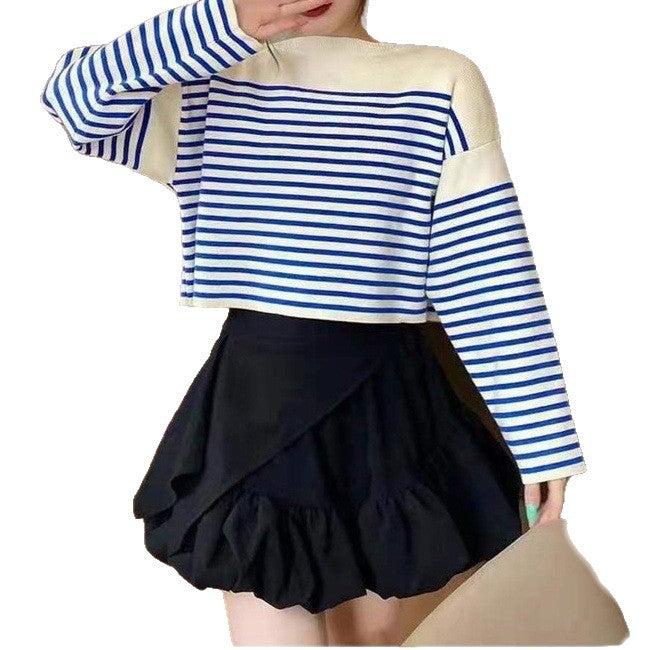 Damen Gestreifter Crop-Top Pullover Echo Archiv