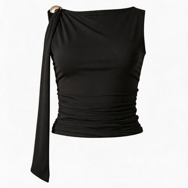 Damen elegantes Raffungskleid mit dekorativem Schulterband Echo Archiv