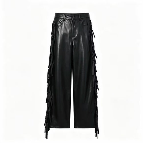 Damen Weite Kunstleder-Culotte mit seitlichen Fransen Echo Archiv
