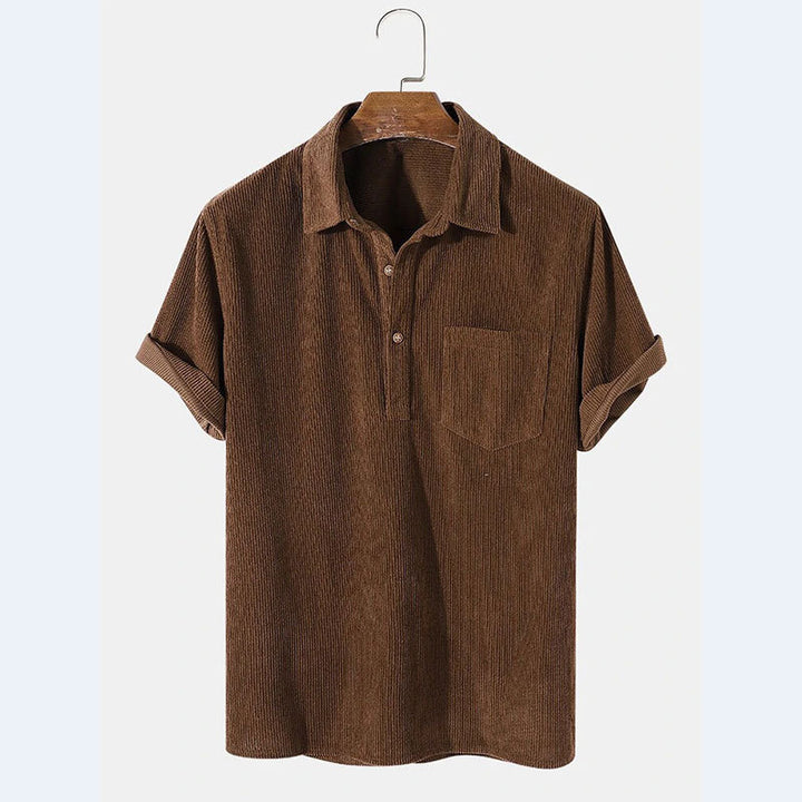 Herren Kurzarm Poloshirt aus gestreiftem Stoff mit Knopfleiste und Brusttasche Echoarchiv