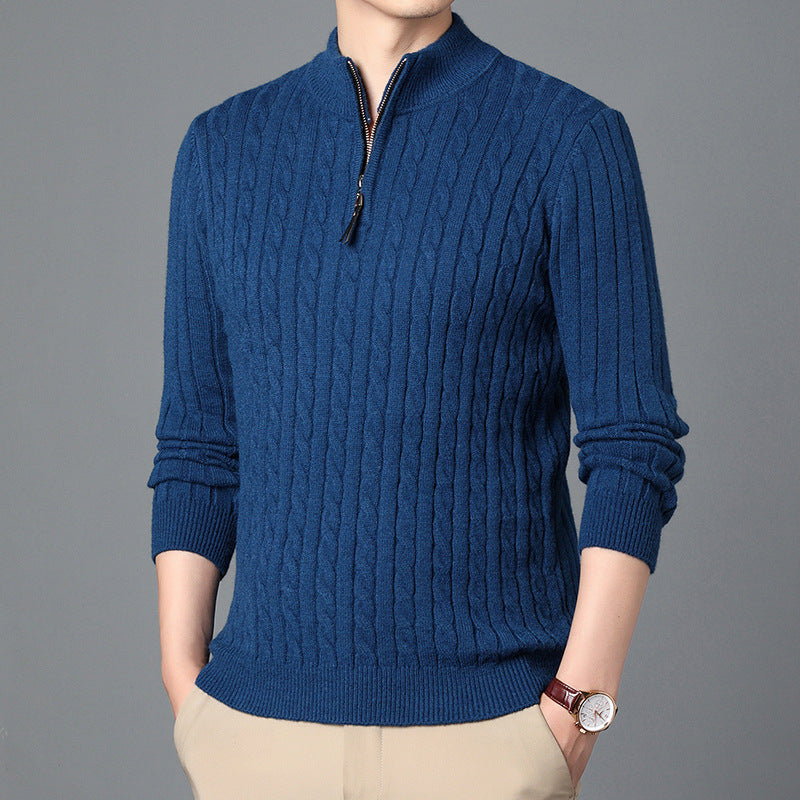 Herren Hochwertiger Strickpullover mit modernem Zipper und Detailstruktur Echoarchiv