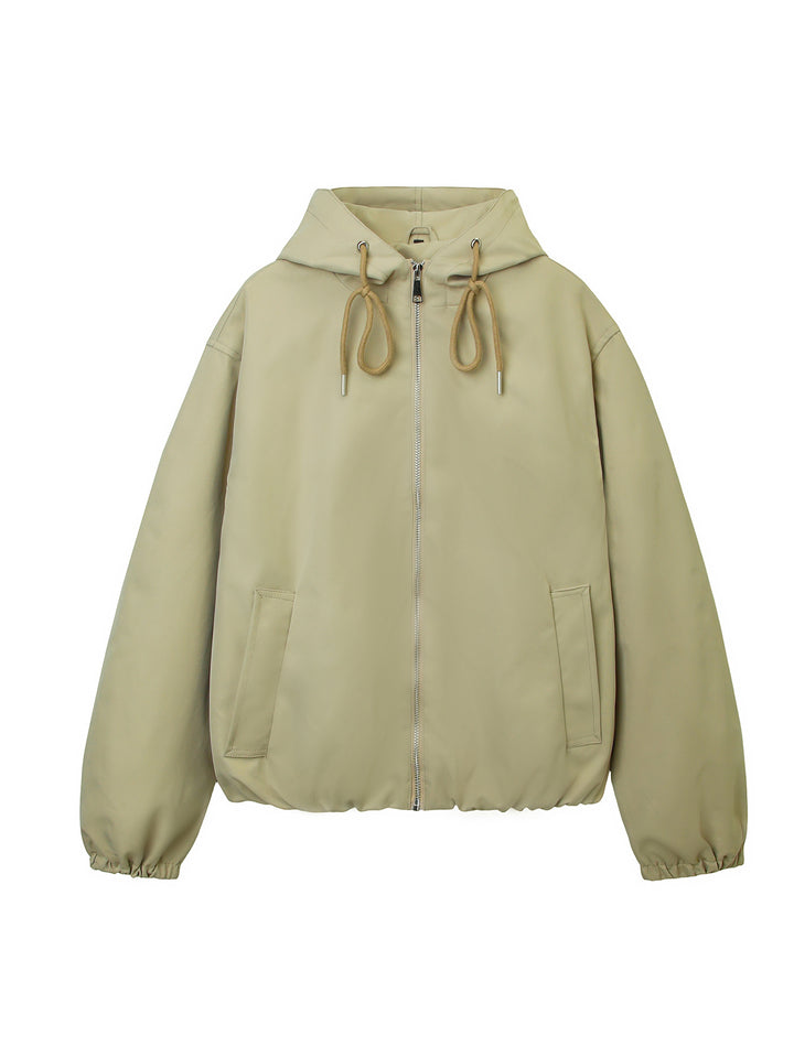Damen Kapuzen-Bomberjacke mit gerafftem Saum und Eingrifftaschen Echoarchiv