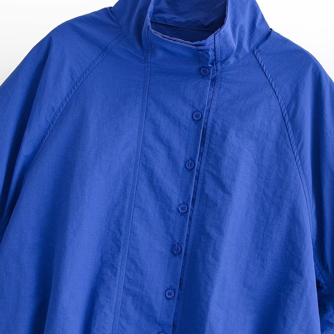 Damen Cropped Blousonjacke mit Stehkragen, voluminösen Ballonärmeln und Tunnelzugsaum Echo Archiv