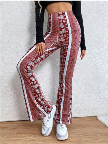 Damen nan ausgestellte Floral-Print Schlaghose mit hoher Taille Echo Archiv