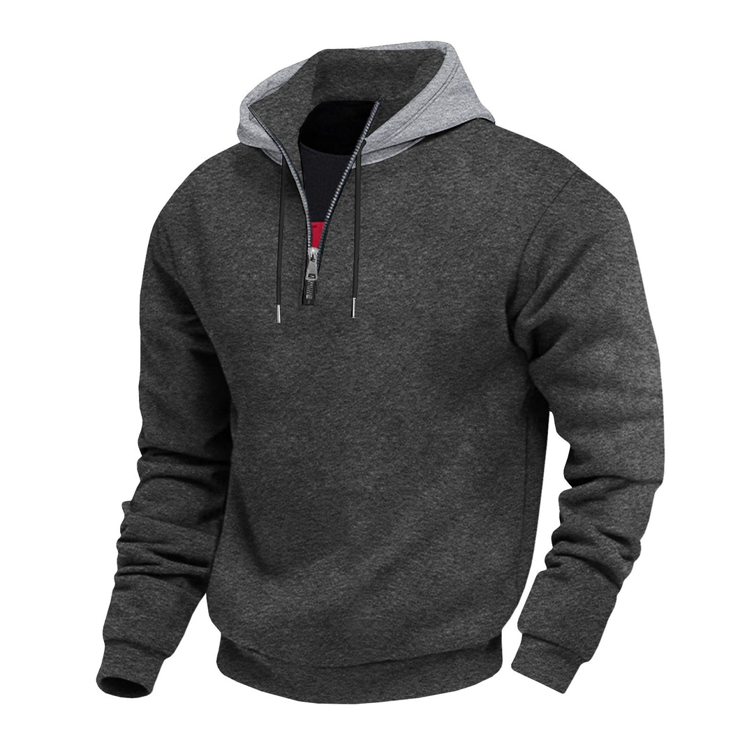 Herren Kapuzenpullover mit halbem Reißverschluss und kontrastierendem Innenfutter Echoarchiv