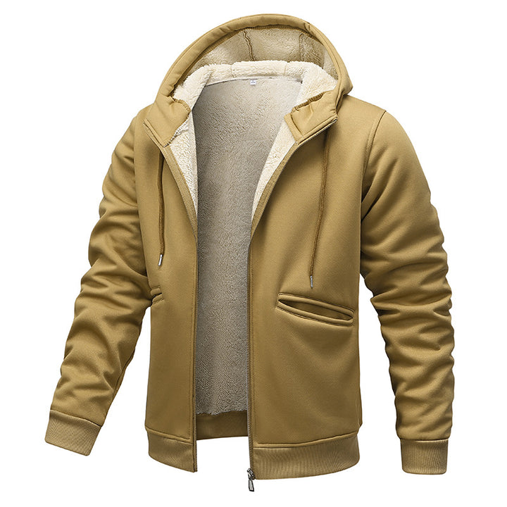 Herren gep padded Hoodie-Jacke im Bomber-Stil mit hochflorigem Teddy-Innenfutter und Taschen mit Handwärmer-Paspel – Brevano