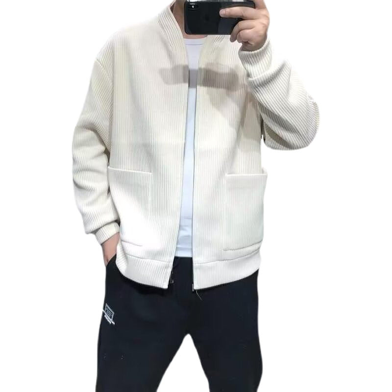 Herren Gerippte Zip-Strickjacke mit Stehblende und aufgesetzten Taschen Echoarchiv