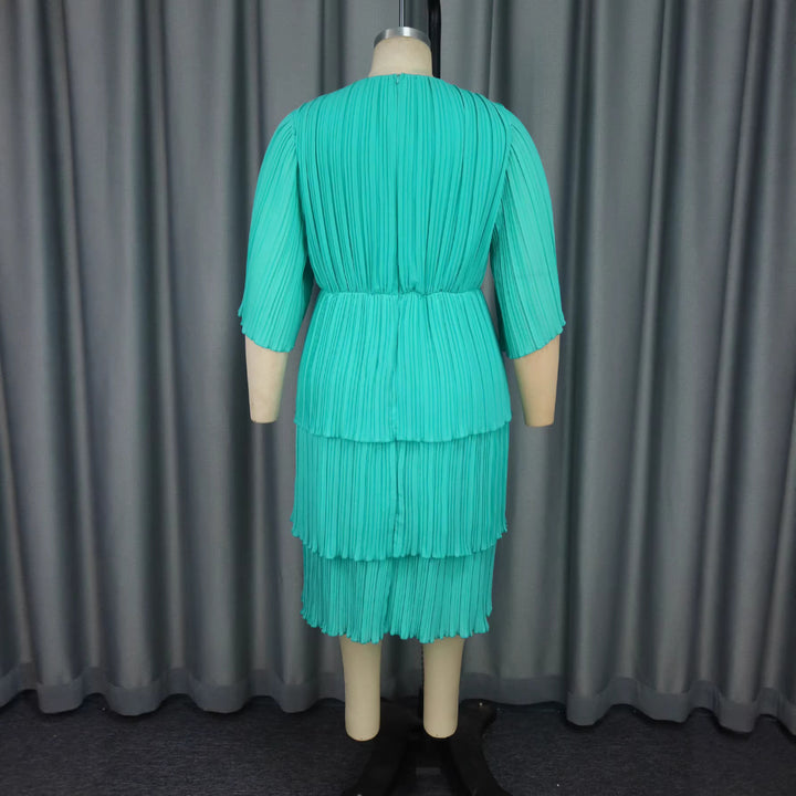 Damen Plissiertes Maxikleid mit tailliertem Gürtel Echo Archiv