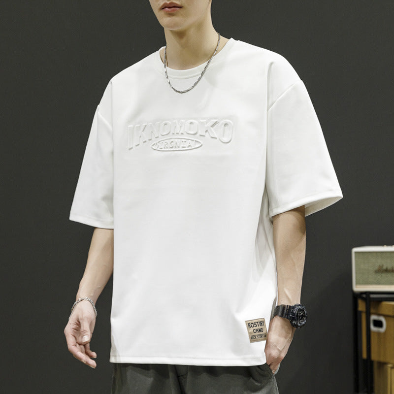 Herren Oversized T-Shirt mit strukturiertem Logodesign Echoarchiv