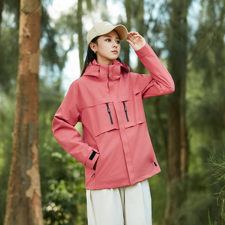 Herren technische Outdoorjacke mit Kapuze, wasserabweisender Membran und multifunktionalen Reißverschlusstaschen Echoarchiv