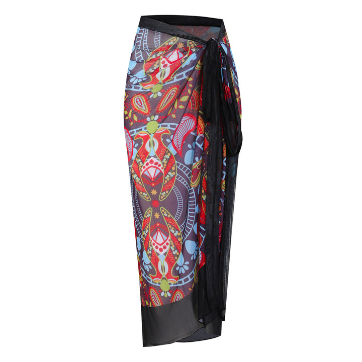 Damen Strandumhang mit buntem Muster und eleganten Schnürdetails Echo Archiv