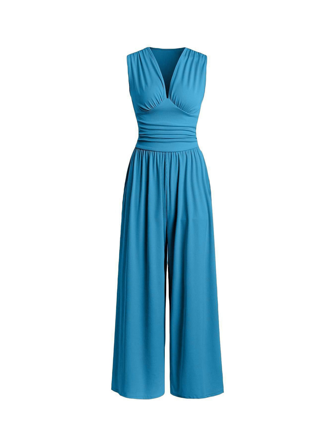 Damen Jumpsuit Palazzo Bein mit Taille