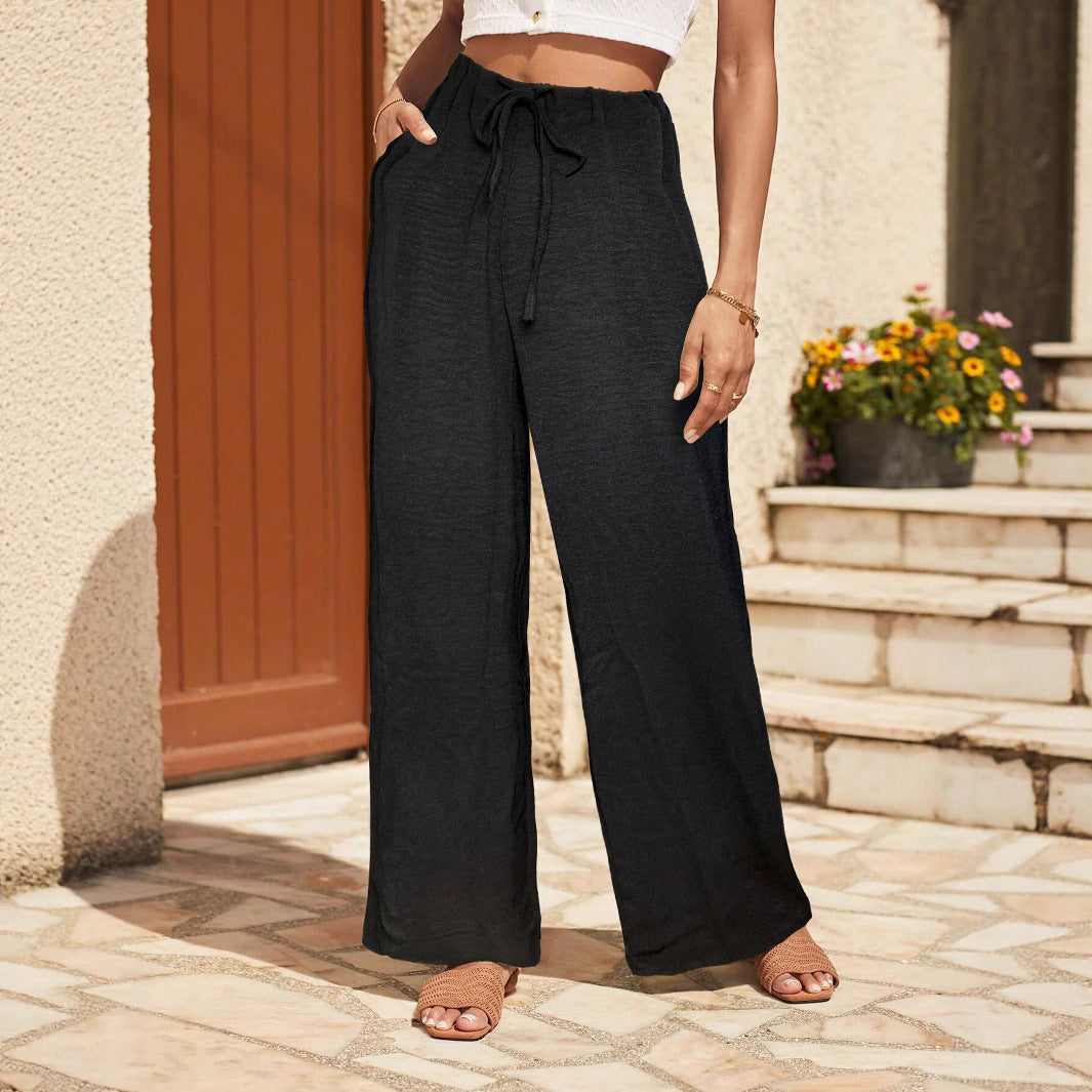 Damen Leichte Palazzo-Culotte aus Feinstrick mit hohem Komfortbund und Kordelzug – Avélisse