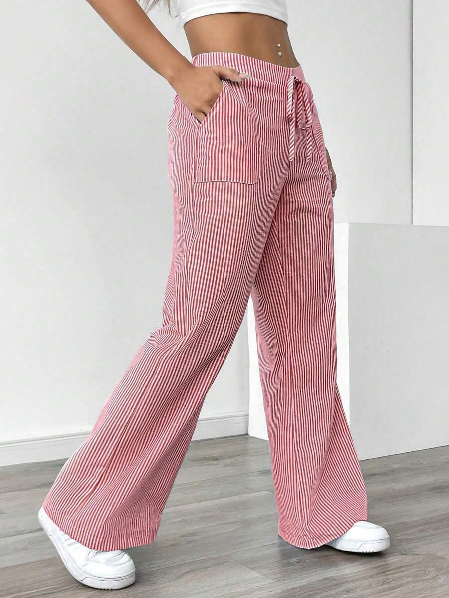 Damen nan weite Baumwoll-Loungehose mit Tunnelzug und Seitentaschen Echo Archiv